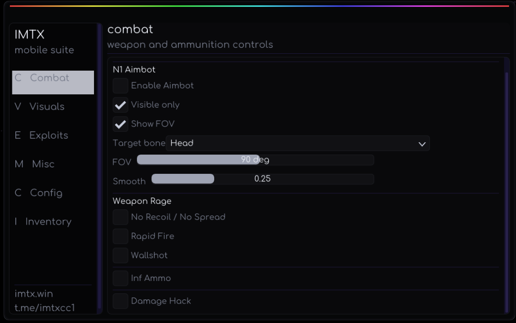 IMTX combat menüsü